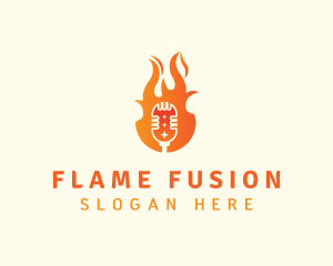 Flaming Mic Studio logo design