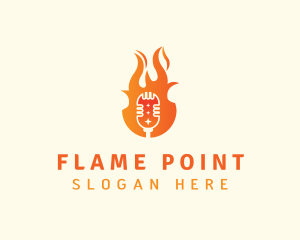 Flaming Mic Studio logo design