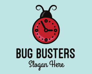 Ladybird Beetle Clock logo design