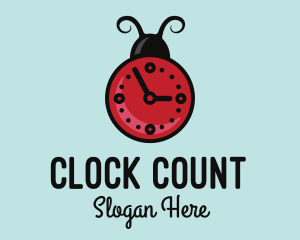 Ladybird Beetle Clock logo design