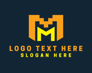 Videogame Pixel Letter M logo