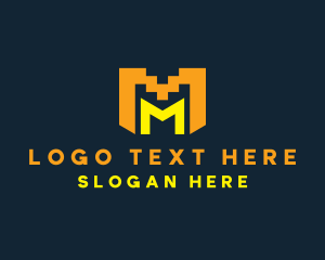 Videogame Pixel Letter M logo