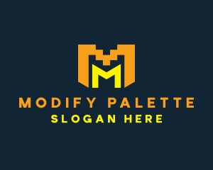 Videogame Pixel Letter M logo design