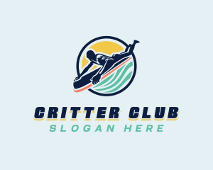 Athletic Surfer Bodyboarding logo design