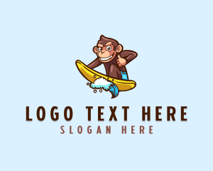 Wave Surfer Monkey logo design