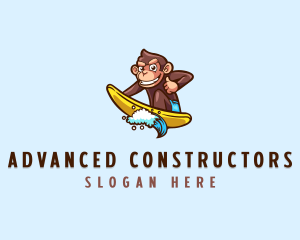 Wave Surfer Monkey logo design