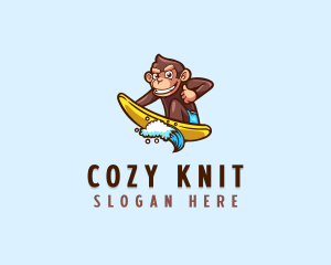 Wave Surfer Monkey logo design