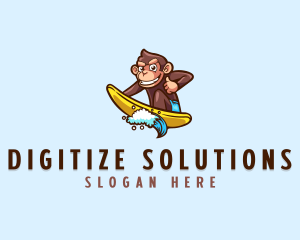 Wave Surfer Monkey logo design