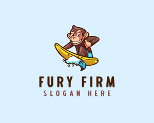 Wave Surfer Monkey logo design