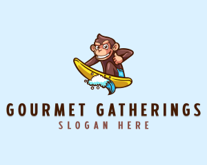 Wave Surfer Monkey logo design