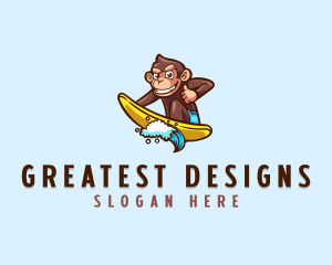 Wave Surfer Monkey logo design