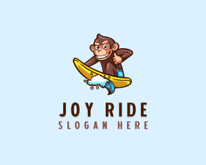 Wave Surfer Monkey logo design