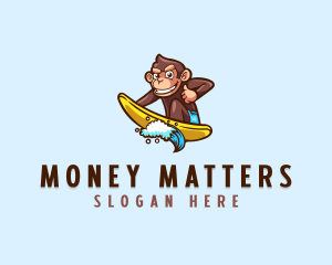 Wave Surfer Monkey logo design