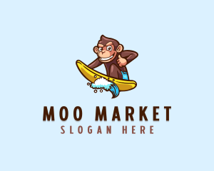 Wave Surfer Monkey logo design