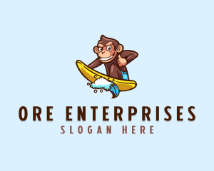 Wave Surfer Monkey logo design