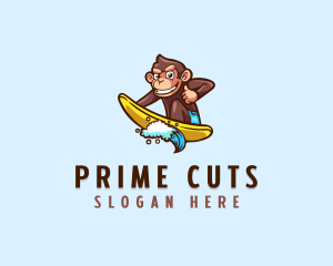 Wave Surfer Monkey logo design