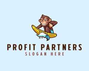 Wave Surfer Monkey logo design