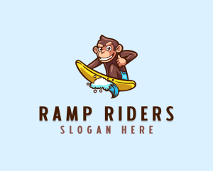 Wave Surfer Monkey logo design