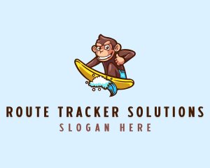 Wave Surfer Monkey logo design