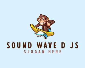 Wave Surfer Monkey logo design