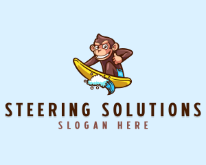 Wave Surfer Monkey logo design