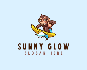 Wave Surfer Monkey logo design