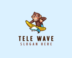 Wave Surfer Monkey logo design