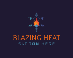 Snowflake Fire Thermostat logo design