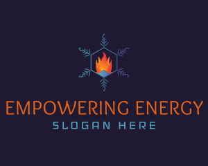 Snowflake Fire Thermostat logo design