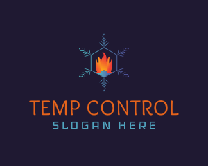 Snowflake Fire Thermostat logo design