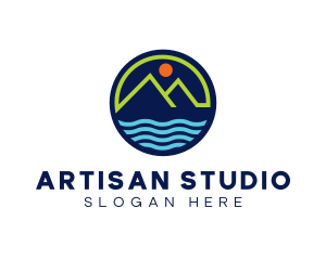 Mountain Coastal River logo design