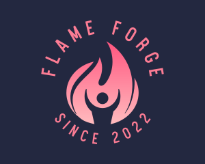 Trainer Fitness Flame logo design