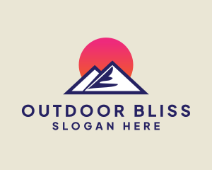 Sunset Mountain Peak logo design