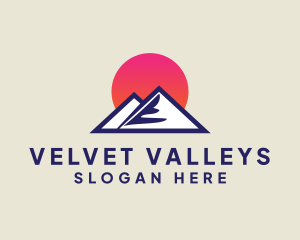 Sunset Mountain Peak logo design