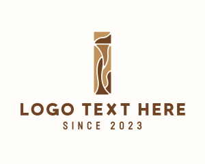 Brown Wood Letter I logo