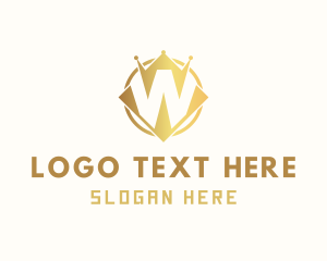 Golden Crown Crypto Letter W logo