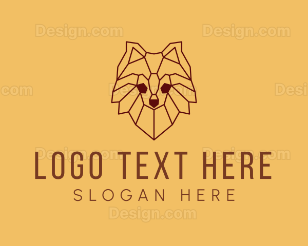 Pomeranian Dog Pet Outline Logo