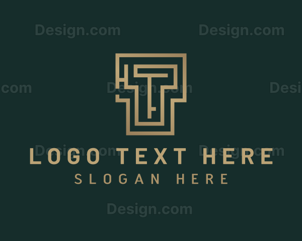 Elegant Maze Labyrinth Letter T Logo