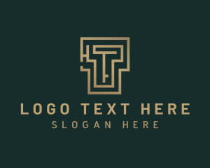 Elegant Maze Labyrinth Letter T logo