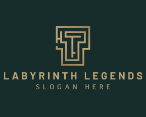 Elegant Maze Labyrinth Letter T logo