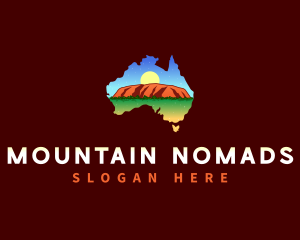 Australia Uluru Mountain logo design