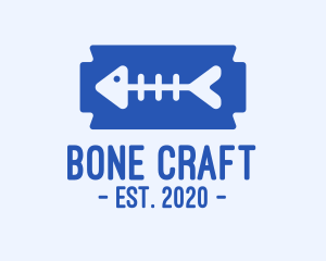 Blue Fish Bone Blade logo design