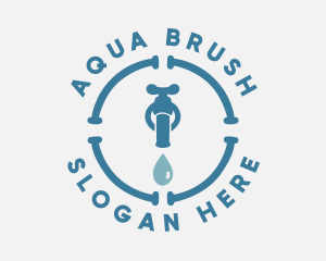 Blue Plumbing Faucet logo design