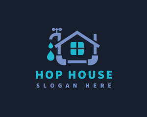 Water Droplet Plumbing House logo design