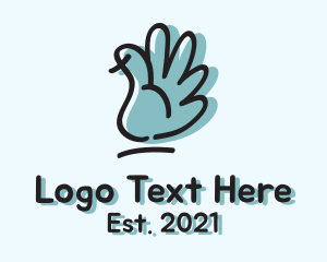 Blue Waving Hand  logo