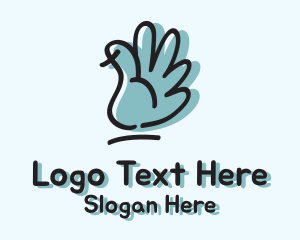 Blue Waving Hand  Logo