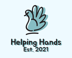 Blue Waving Hand  logo design