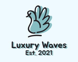 Blue Waving Hand  logo design