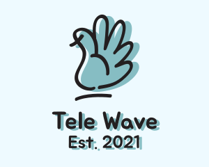 Blue Waving Hand  logo design