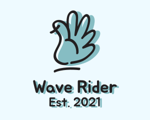 Blue Waving Hand  logo design